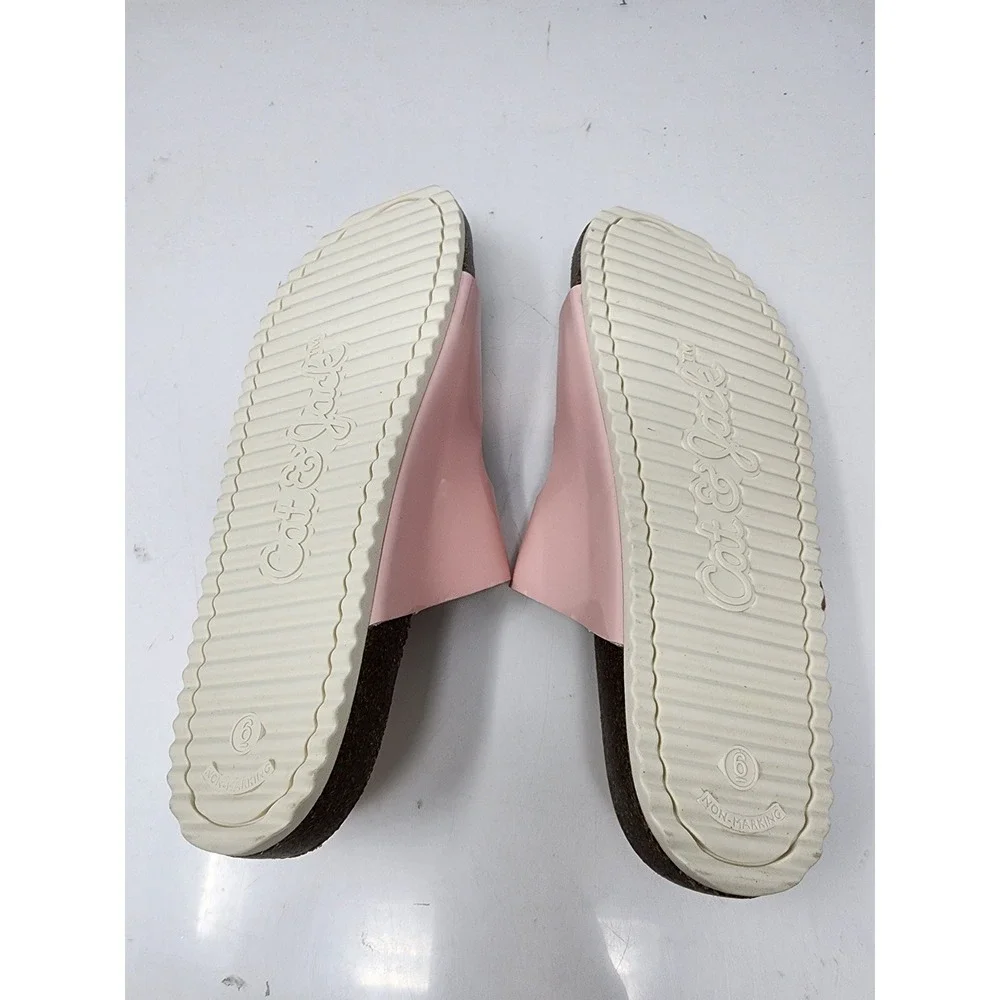Cat & Jack‎ Girls Drew Pearl Buckle Slide Sandals Pink Faux Leather Size 6